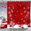 Rote Glitzer-Schneeflocken Weihnachts-Duschvorhang, Wasserdicht Xmas Winterparty Badezimmer Dekoration für Festliche Feiertagsfeier