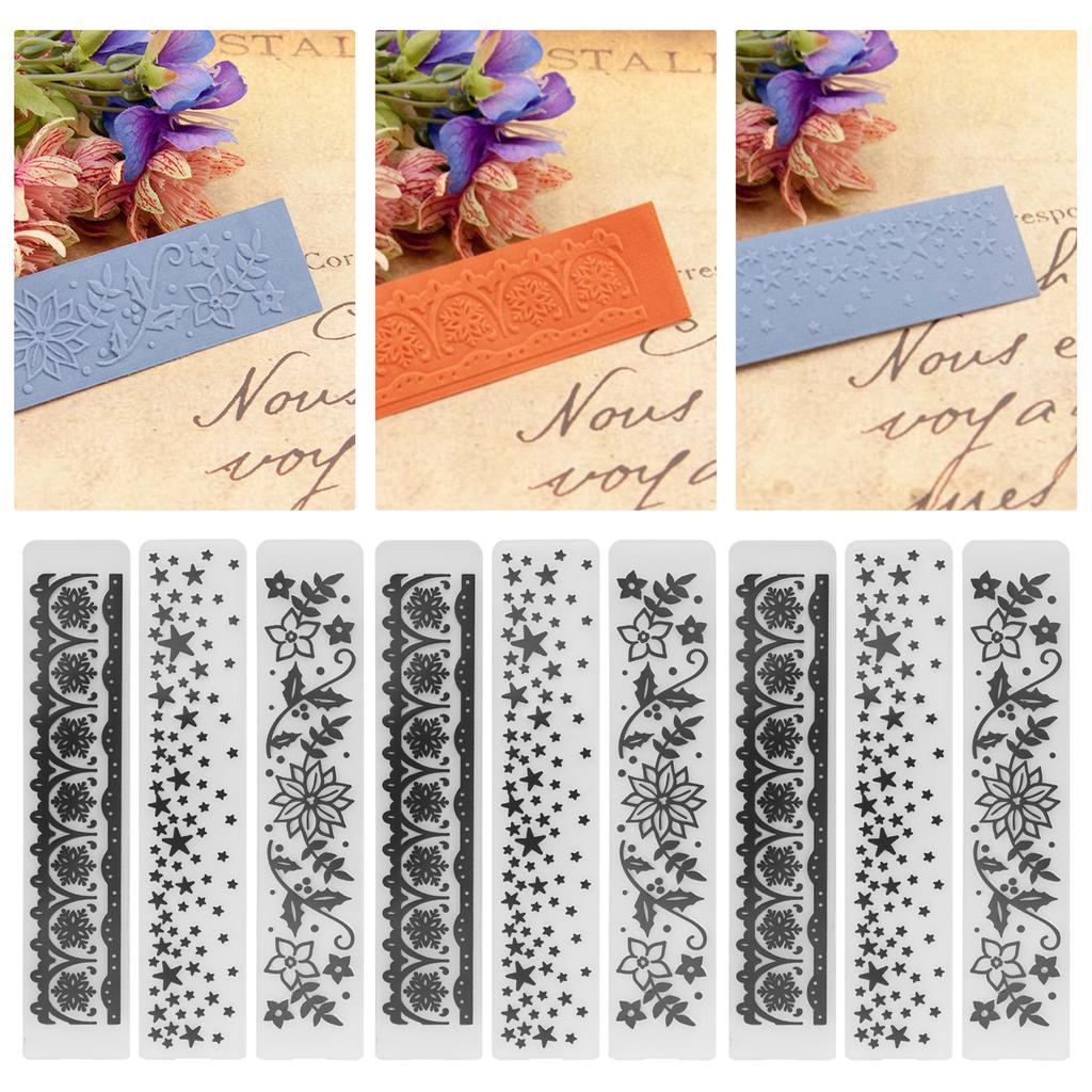 9Pcs Embossing Folder DIY Plastic ConcaveConvex Embossed Template Paper Crafts for Card Scrapbook