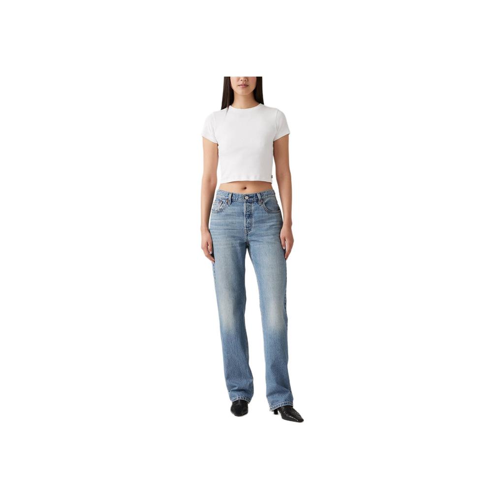 Levis Solid Slim Fit Round Neck Sports T-Shirt Women Tops White A7419-0002