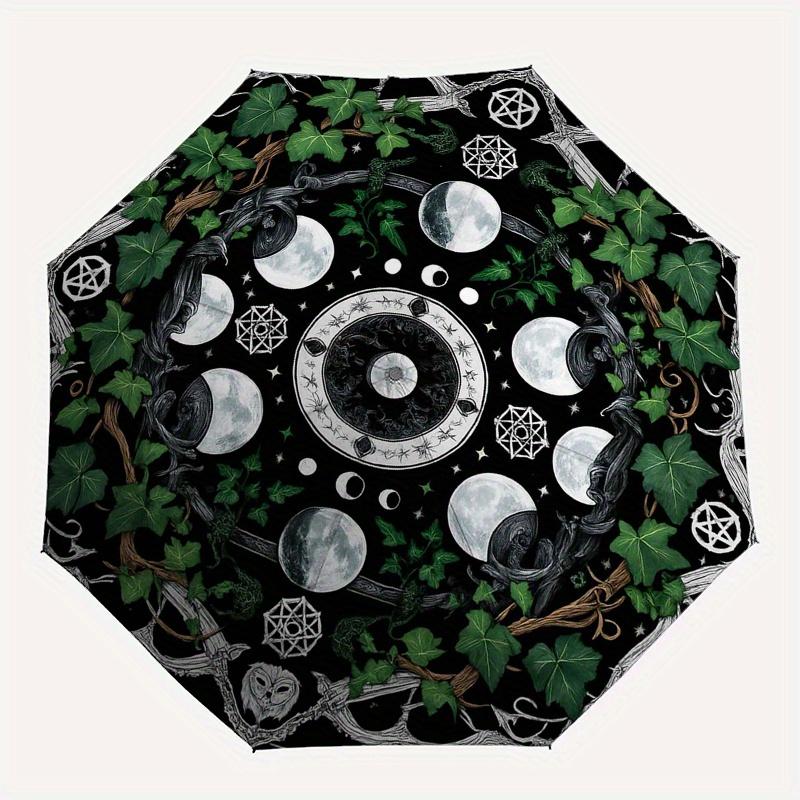 Full Moon Phases Mandala Umbrella, Portable 3-Fold Umbrella for Men & Women,Christmas Gift ES344