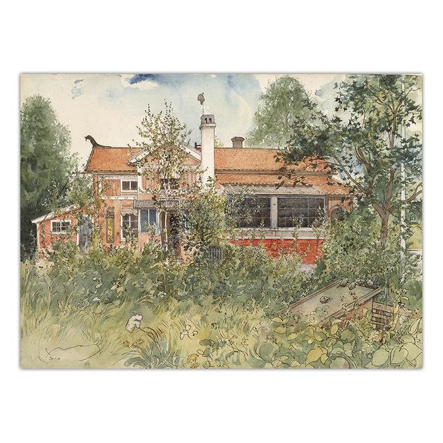 Wall Art HD Print Home Decoration Sweden Painting Carl Larsson Nordic Style Canvas Picture Watercolor Poster Modular For Bedroom No Frame 21*30cm No Frame
