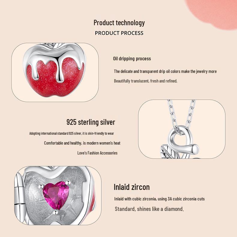 Yinziyun S925 Sterling Silver Christmas Apple Necklace with Openable Pendant - A Unique Clavicle Chain Gift