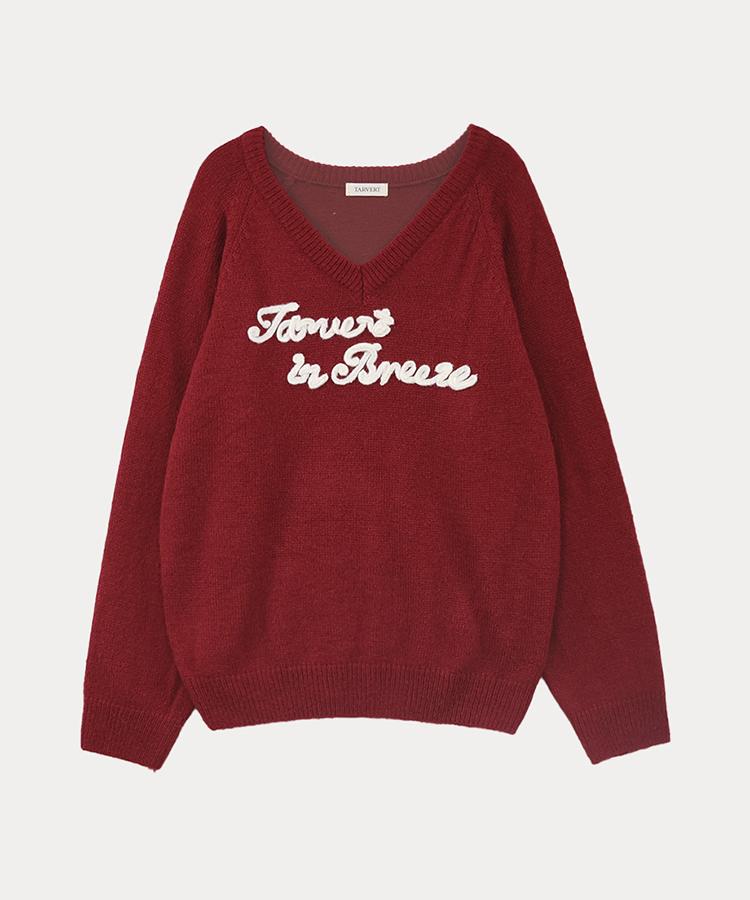 Tabert Loose V-Neck Knit - Red Red/Free