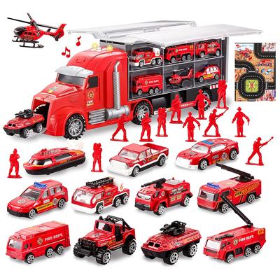 Carro de bombeiros Carecoly Mini Carro Grande Armazenamento Liga Mini Carro Mapa de incêndio Trabalho Presente de aniversário Anos de idade e caminhão, Conjunto, Conjunto, Carro, Carro, Brinquedo, Incluído,