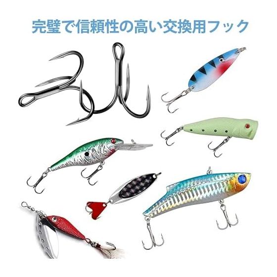 100 Pieces Triple Hook Lure Needle Round Three Hooks Black 1# 2# 4# 6# 8# 10# Set