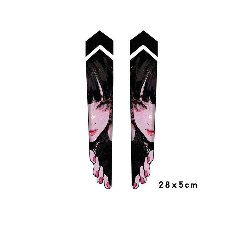1 Paar Wasserdichte Dekoration Für Motorrad Gabelaufhängung Langlebige Vinyl-Aufkleber Peekendes Anime-Mädchen Motorrad-Aufkleber