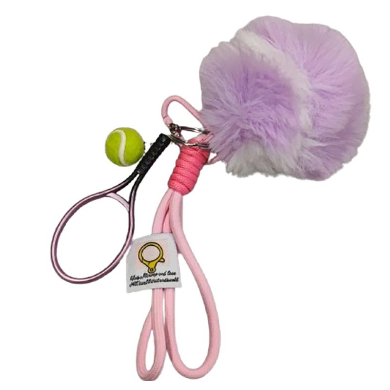 

1 Piece Backpack Hanging Anti Lost Rex Rabbit Fur Keyrings Trinket Jewelry Tennis Keychain Plush Tennis Ball Pendant светло-фиолетовый