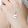 Silver Cherry Blossom Flower Cubic Zirconia Stone Jewelry Sets for Women Floral Necklace Bracelet Earring Ring Wedding Set