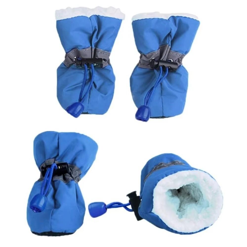 4Pcs Anti-Scratch Pet Dog Shoes with Reflective Trim Strong Grip Antiskid Puppy Shoes Wear-Resistant Does Not Fall Off
