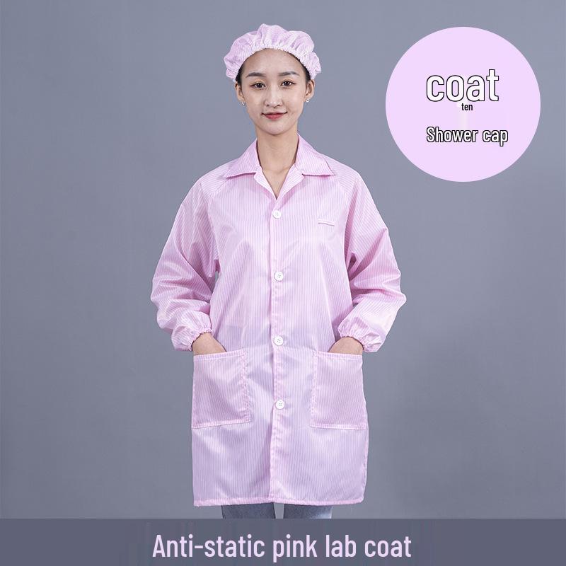 Unisex Striped Antistatic Lab Coat for Dust-Free and Static Protection