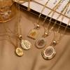Vnox Dainty Virgin Mary Women Necklace Stainless Steel Chain Geometric Pendant Catholic Blessed Necklaces Religious Lucky Collar