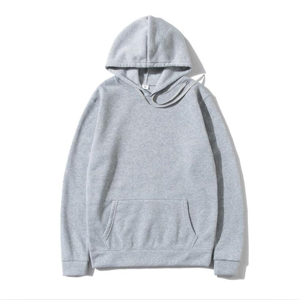 Autumn Fashion Loose Tops Solid Colour Hooded Polyester Men's Sweatshirt Simple Casual