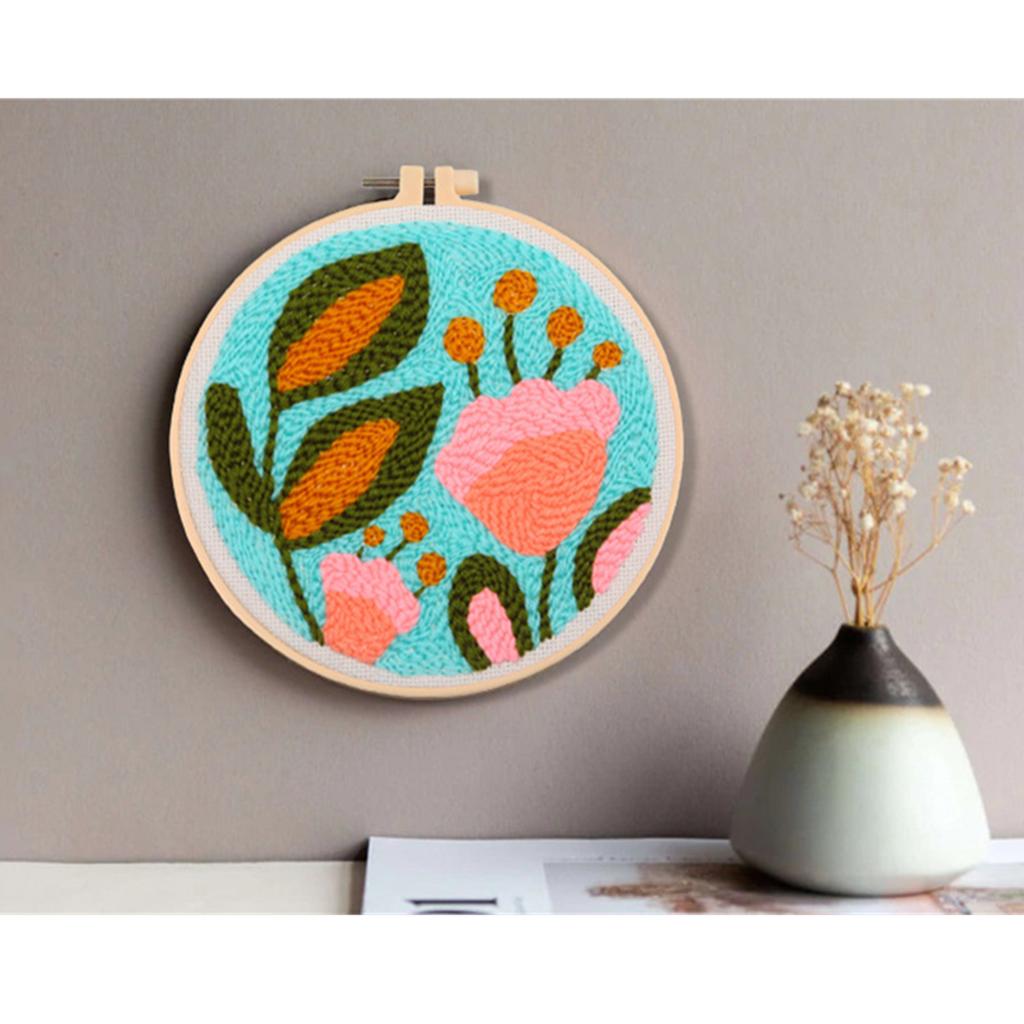 Punch Needle Embroidery Starter Kits, Punch Needle Kit For Craft Lovers, Punch Needle Fabric With Pattern, Yarns And Embroidery Hoops, Ideal Gifts