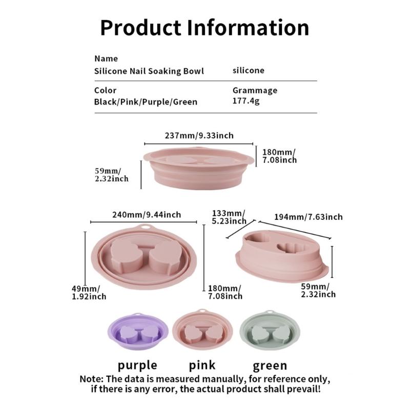 Delikatna Miska do Moczenia Rąk do Manicure Pedicure Antypoślizgowy Silikon Wodoodporny Pielęgnacja Paznokci Nail Art Łatwy w Transporcie