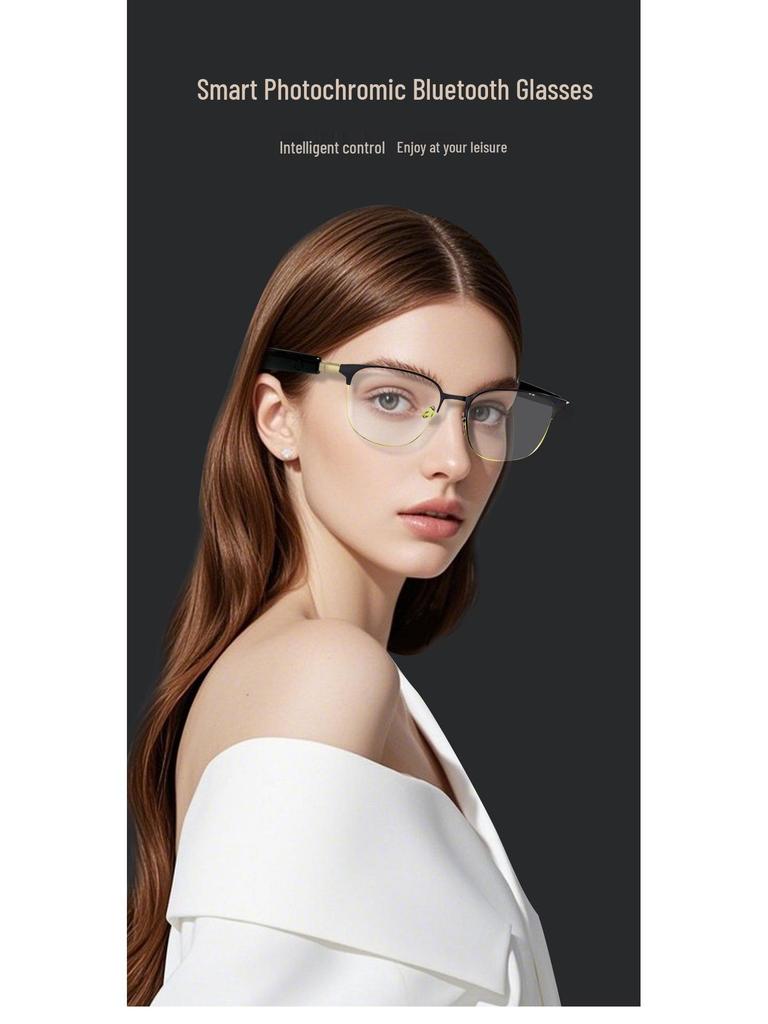 AI Translation Smart Bluetooth Glasses - GS06 Metal Frame with Magnetic Charging, Photochromic Lenses & Stereo Sound