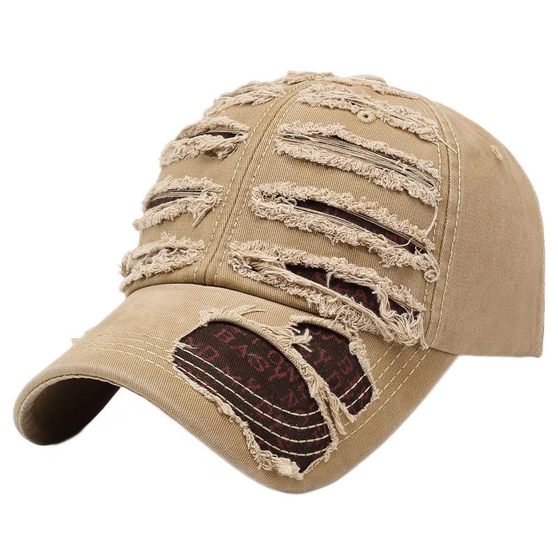 Nowa jednokolorowa podarta czapka z daszkiem bawełniana spłowiała czapka snapback hip-hop oddychająca odzież uliczna postarzane czapki dla kobiet mężczyzn