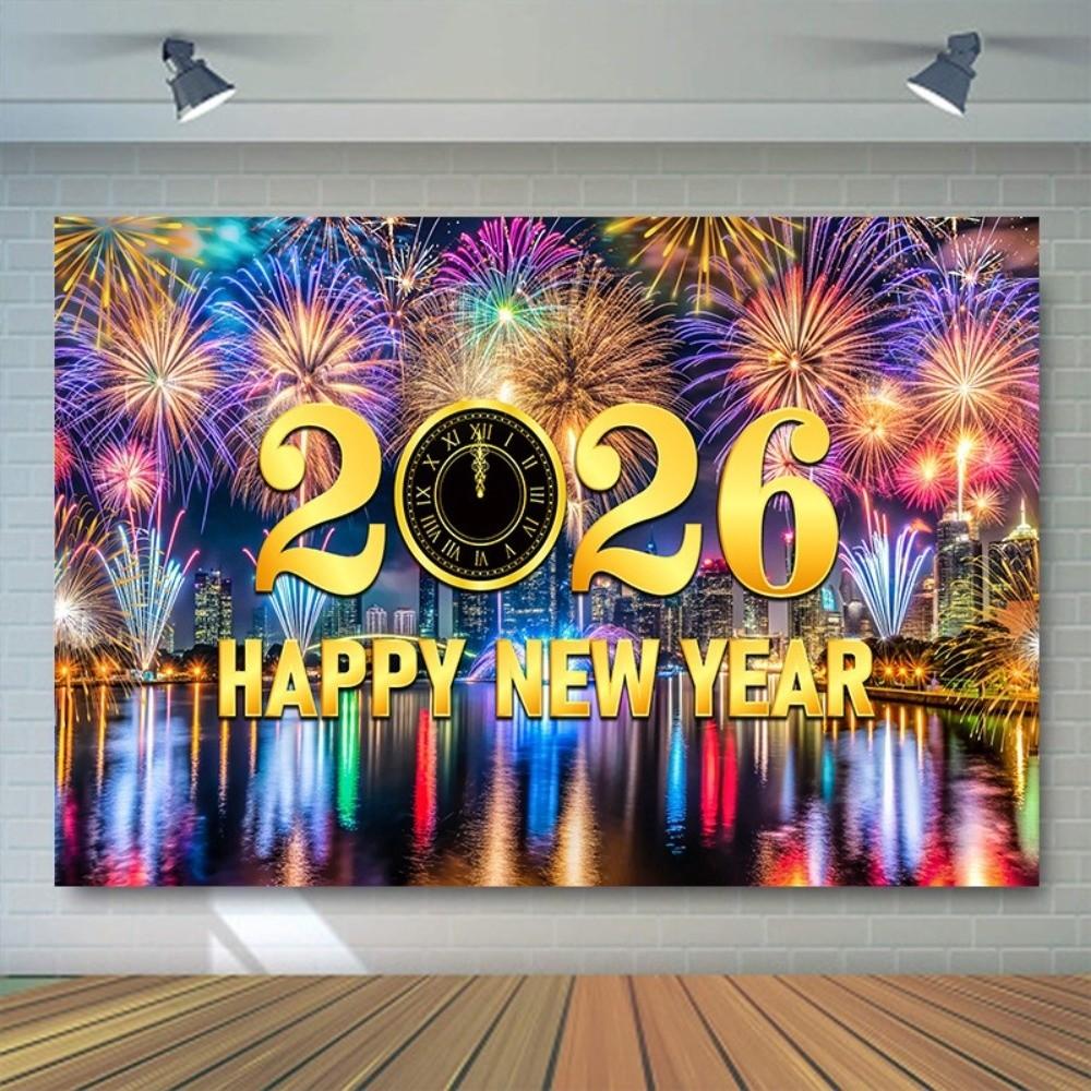 Black Gold 2026 New Year Backdrops Colorful Balloon Photo Background Party Background  Photo Studio