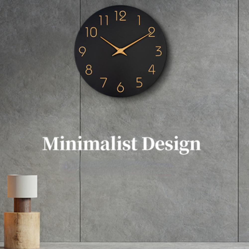 Wall Clock Black Battery Operated Silent Non Ticking Simple Minimalist Rose Gold Numbers Clock Decorative Wall Clock