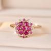 Romantic Style Cubic Zirconia Rose Red Flower Rings for Women Gold Color Wedding Jewelry