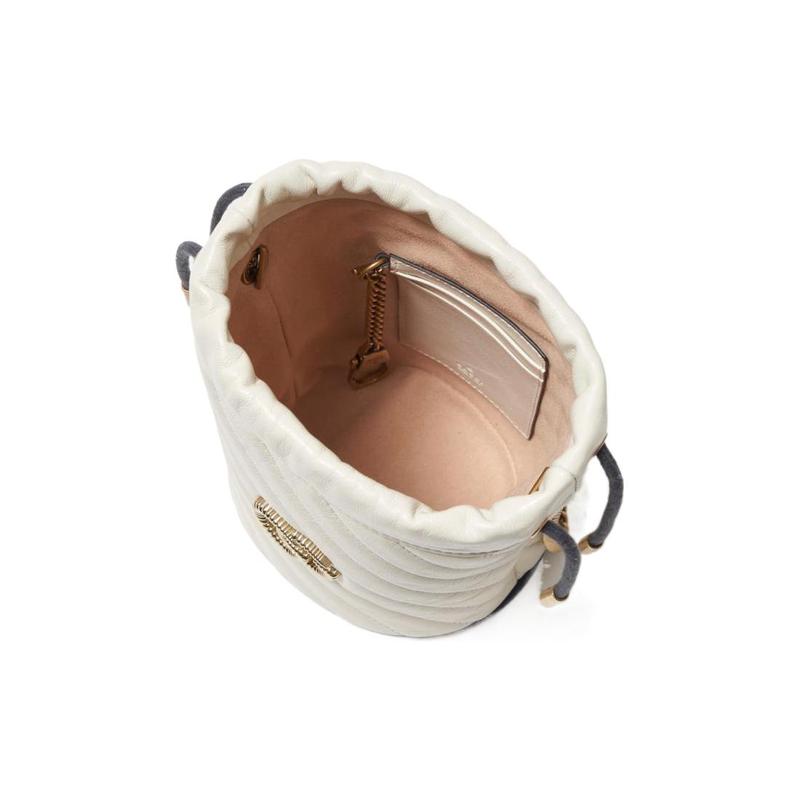 Gucci crossbody bag GG Marmont distressed Marmont gold label logo color-blocked piping drawstring quilted chain cowhide shoulder mini women's white