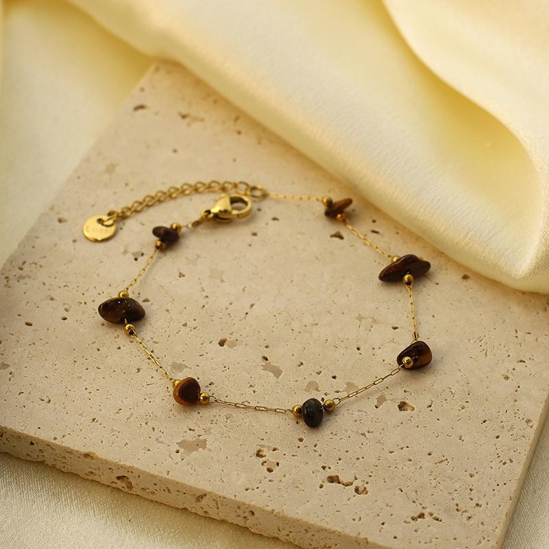 Colored Gravel Bohemian Necklace Bracelet Irregular Jewelry Set Women