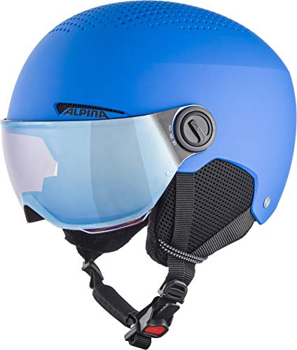

ALPINA ZUPO VISOR Kids Ski/Snowboard Visor Helmet with Dial-Type Size Adjustment, Blue Matte, 54-58cm