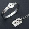 Joyería de pareja, pulsera de acero inoxidable, pulseras con cierre de corazón de amor, brazaletes, collar con colgante de llave para regalo de joyería para amantes