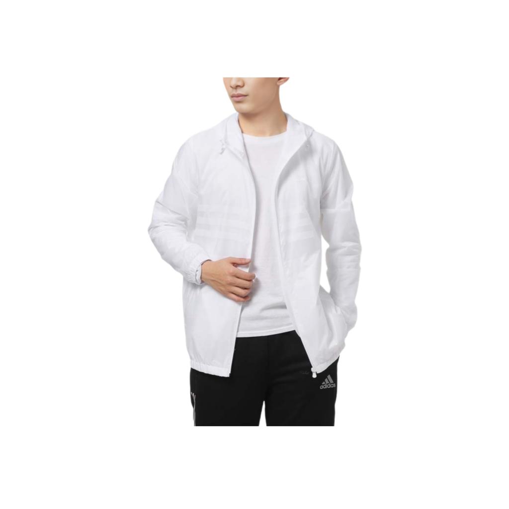 Adidas Neo Sports Running Training Windproof Hooded Jacket Men Outerwear White GP5696