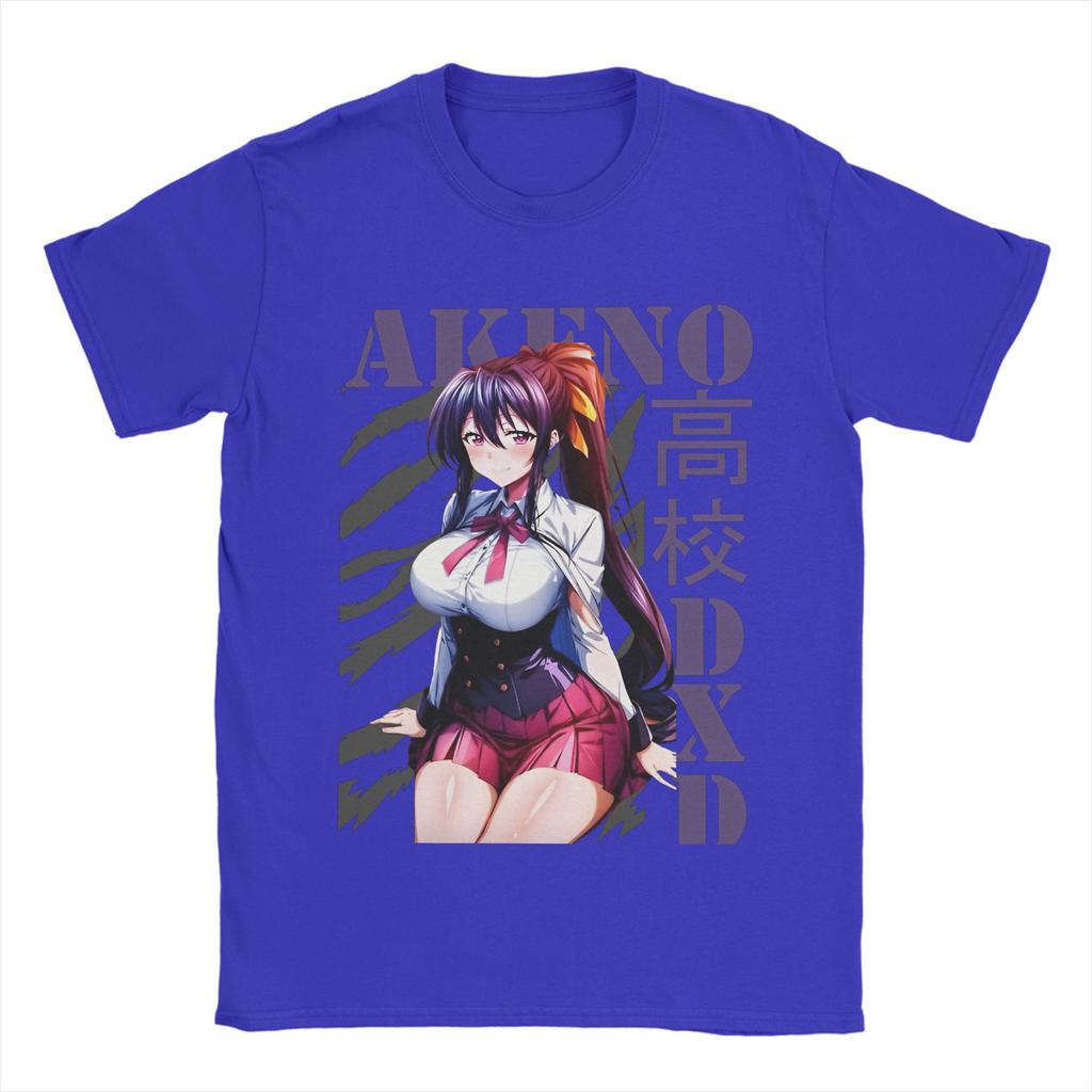 High School DxD   Men's T Shirts Akeno Novelty Tee Shirt Short Sleeve Crewneck T-Shirts 100% Cotton Plus Size Tops