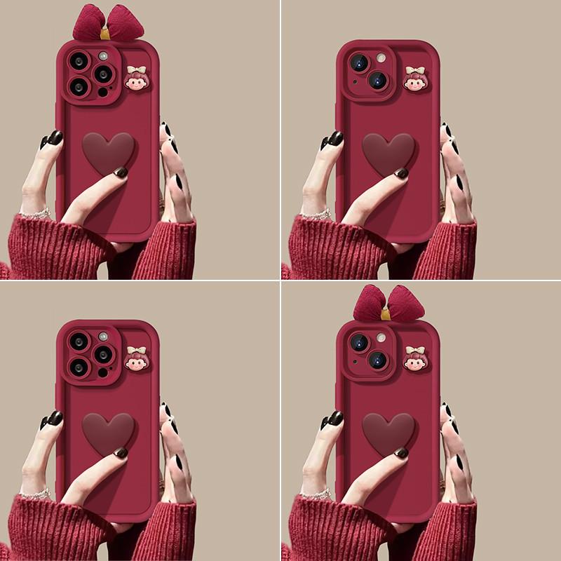Japan and South Korea ins princess style applicable Apple 17PM mobile phone case iPhone16 love bow 15 new 14PRO