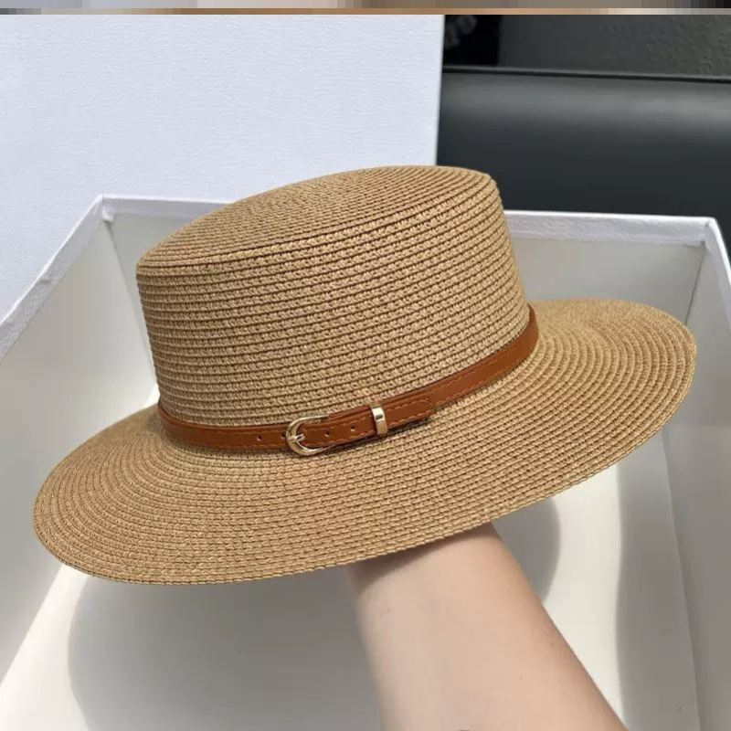 Stroh breitkrempig Sonnenschutz flacher Oberteil Zylinder Kinder Sommer Retro einfach Reise Strand Visor Tide