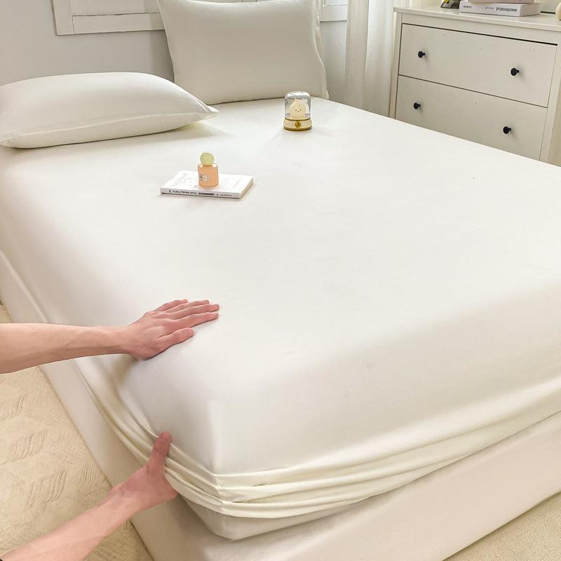90/120/150/180/200 Fitted Bed Sheet With Elastic Band Solid Color Mattress Covers Protector Single Double King Beds Linen Becover