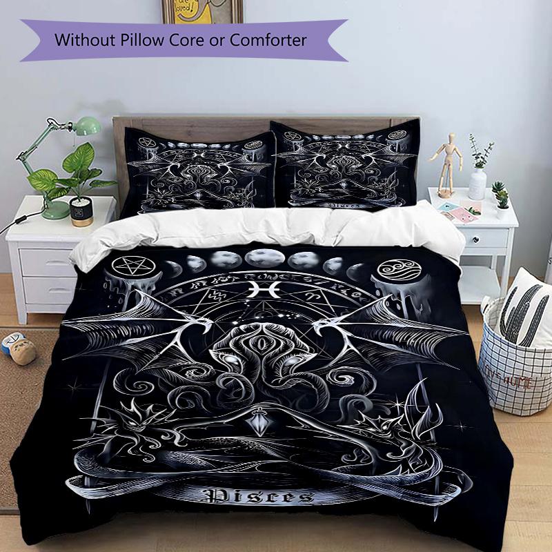 

3pcs Pisces Zodiac Sign Comforter Set with One Quilt Cover and Two Pillowcases (No Core) - Anime Cartoon Design, Polyester Fabric, Suitable for Bedroo 135x200cm