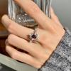 Light Luxury Natural Crystal Stone Bead Opening Ring S925 Sterling Silver Women's Temperament Versatile Snowflake Small Fresh Ring Fashion Gift