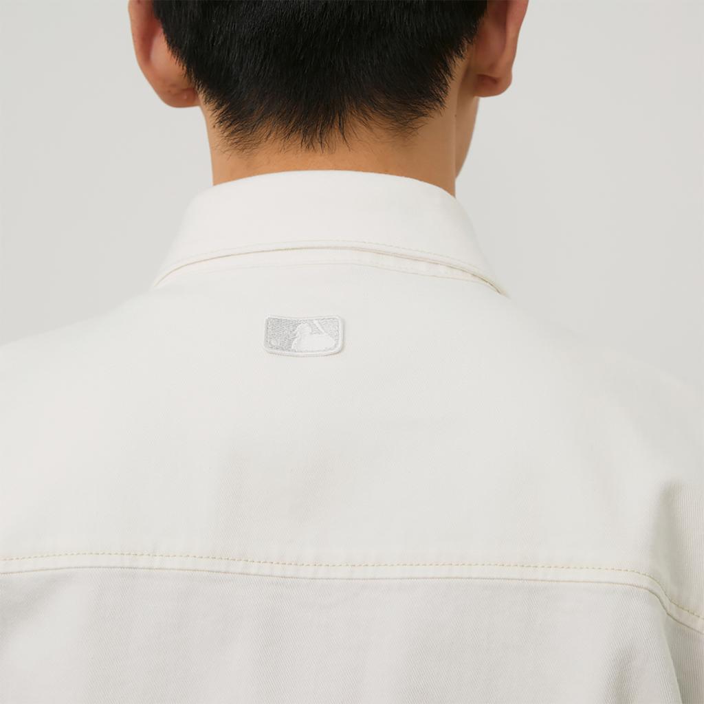 New MLB Base Logo Shirts Unisex Cream 3ADRH0143-50CRS