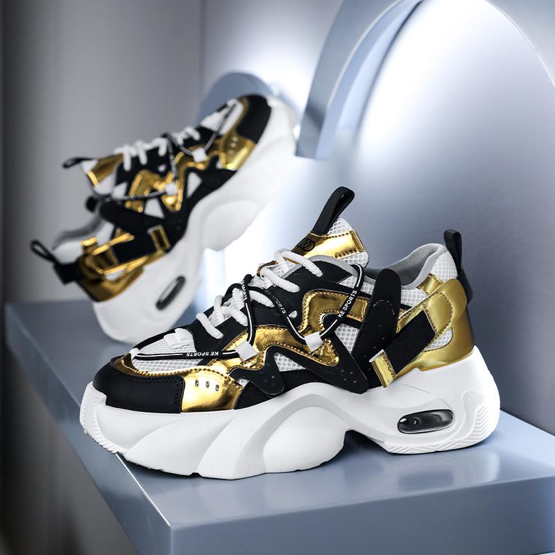 2025 Spring and Summer Trendy Shoes Red Men's Shoes Spring New Platform Dad Versatile Height Increasing Casual Shoes Sports Shoes