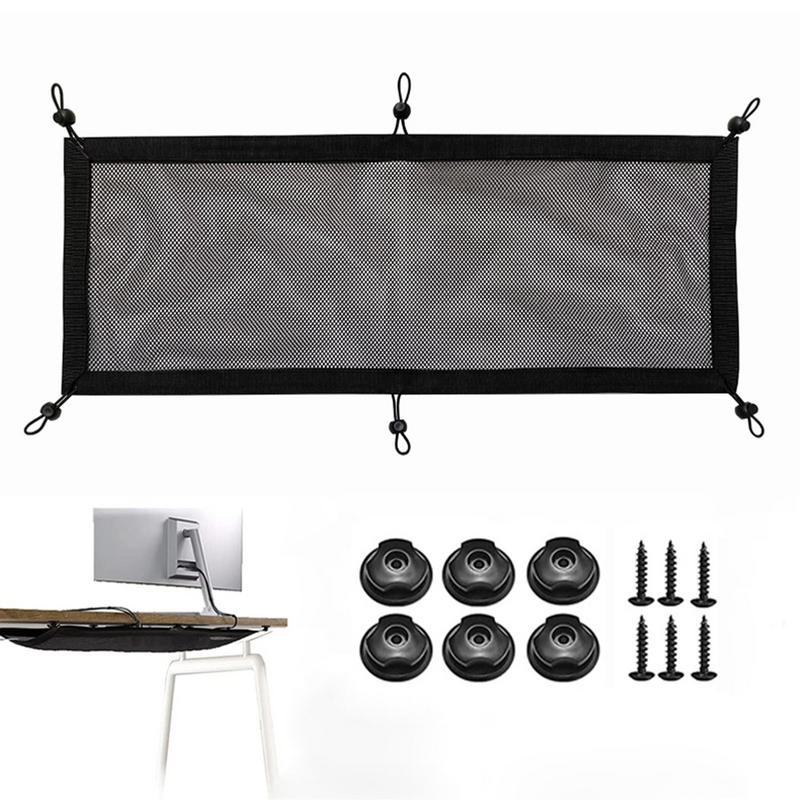 Cable Organizer Holder Under Desk Wire Management Net Large Capacity Flexible Adjustable Under Desk Mesh Wires Plugs Organizer