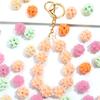 2Pcs Clay Rose Flower Ball Beads Straight Hole 20mm Multicolor Loose Polyester Beads DIY Earring Bracelet Key Chain Supplies