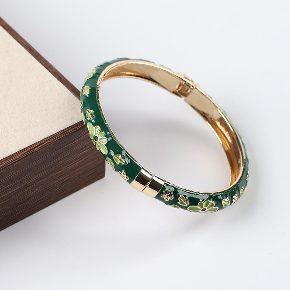 Enamel Vintage Cloisonne Bangle Colorful Women's Hand Bracelet Fashion Flower Bangle  Girls