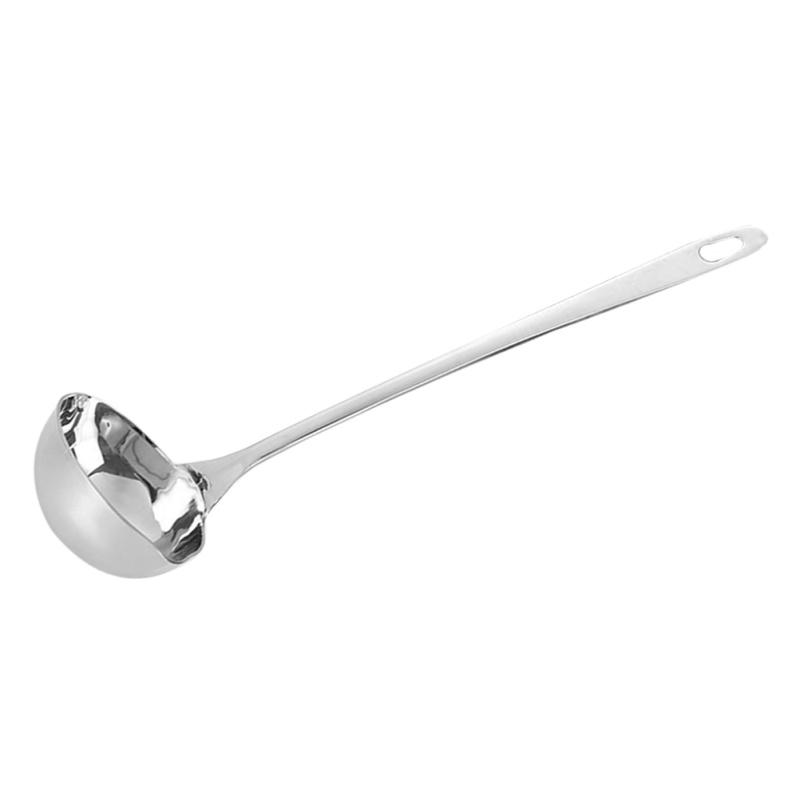 1Pc Stainless Steel Double Mouth Soup Ladle With Pouring Spout Long Handle Kitchen Gadgets Household Water Spoon Dinnerware Set