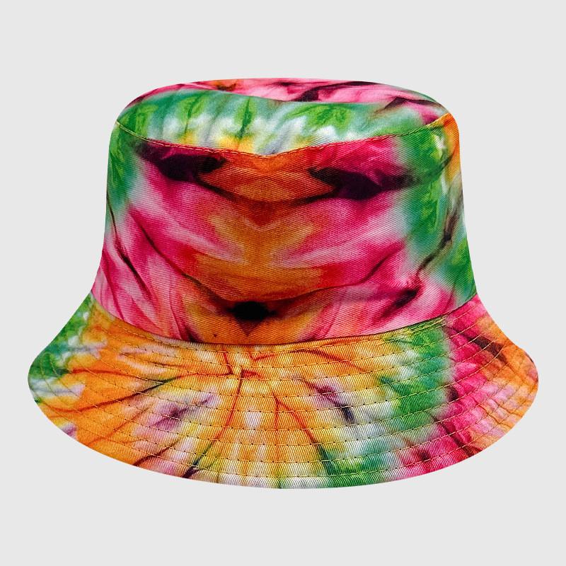 Neutral Summer Tie Dye Printed Fisherman Hat Outdoor Breathable Hat Sunshade