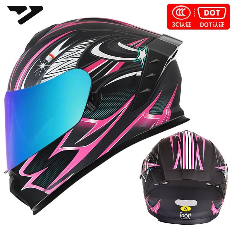 DOT 3C Certified Full Face Motorcycle Helmet Men Women All-Season Riding Safety Gear With Multiple Visor Options