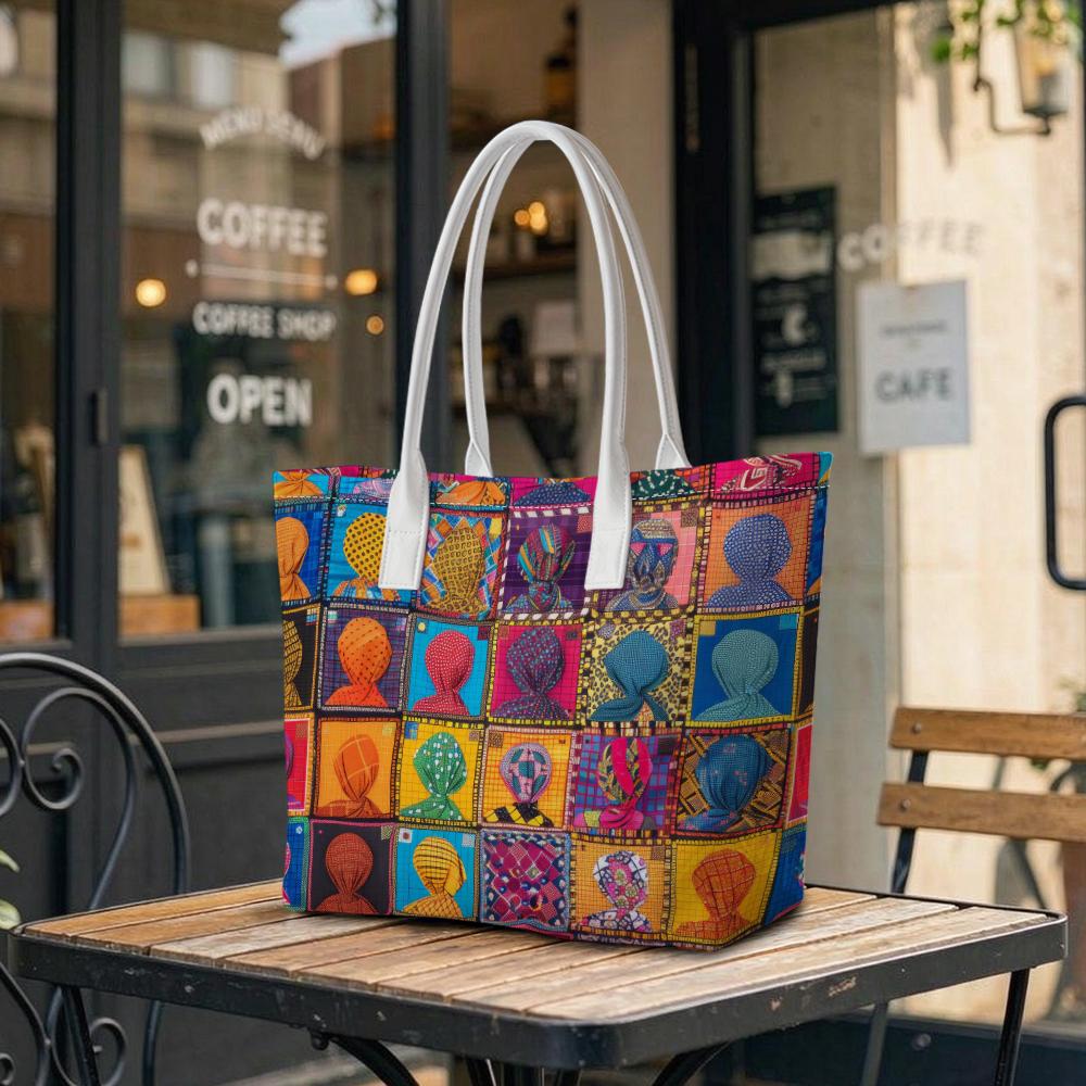 Colorful Pattern Tote Bag Large Capacity Portable Daily Carry Shoulder Bag for Women Casual Outdoor Travel Commute Use