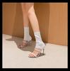 High-Top Round-Toe Stretch Fabric Stiletto Ankle Boots 2025 Summer Toe-Exposing Plus Size Outdoor High Heels for Women