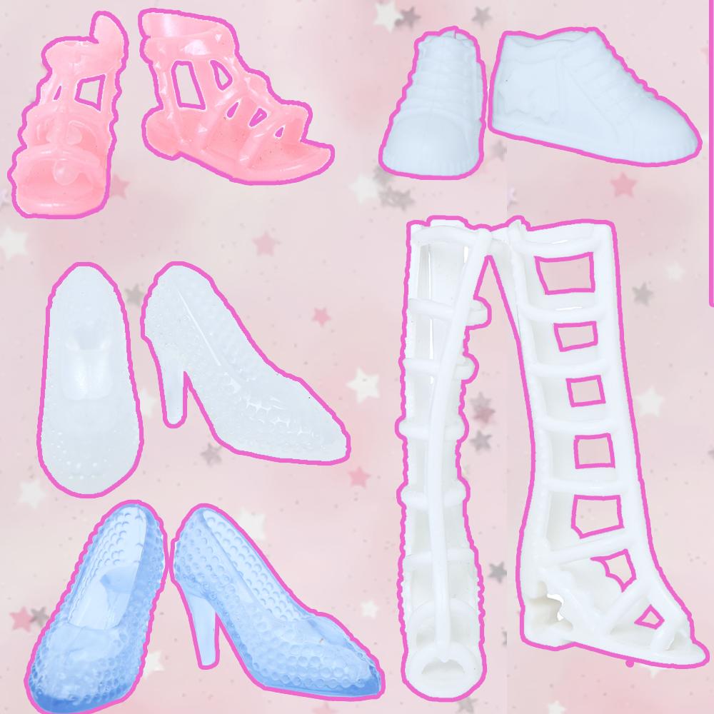

5 Pcs/Lot Fashion 11.5 Doll Shoes White Blue Crystal Shoes Daily Sport Flat Sandals Shoes Boots Clothes Accessories