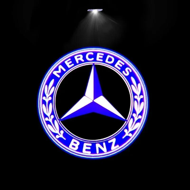 Emblems Set Of 2 High Laser Car Door Logo Projector Welcome Light Super Clear Projection LED Courtesy Lamp For Mercedes-Benz PQRST1