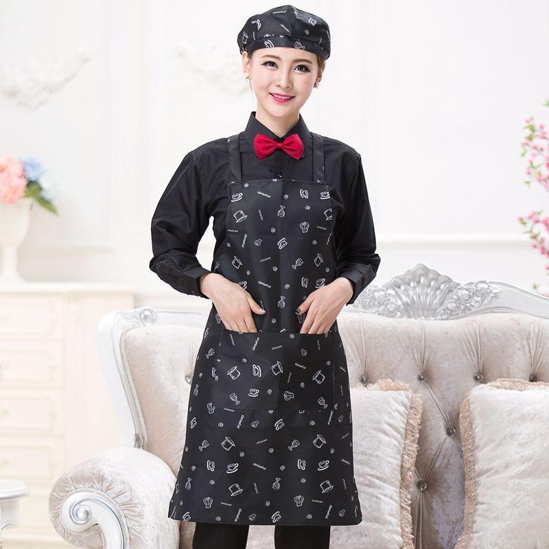 

Кухонный фартук для готовки, фартук-хольтер шеф-повара с 2 карманами, кейтеринговый фартук без рукавов, мужской, женский, для барбекю, официанта, с принтом 1 pc