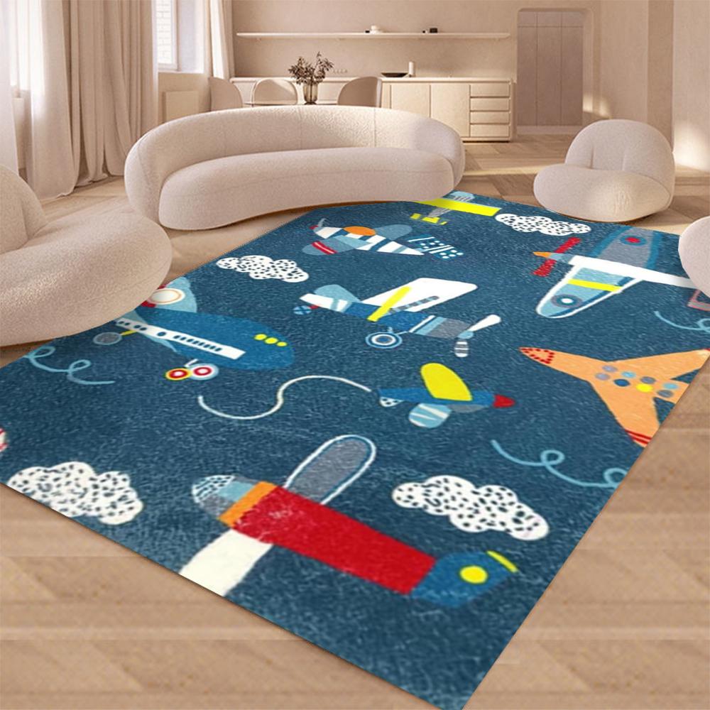 Durable Washable Giraffe Pattern Area Mat Anti-Slip for Living Room or Bedroom Decor Playful Animal Elephant Zebra Monkey Shape
