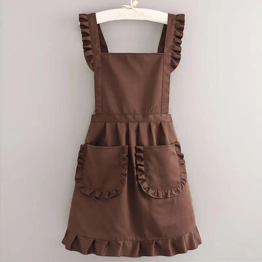 Stylish Korean Fashion Apron Princess Apron, Canvas Waterproof Dining Apron with Pockets, Polyester Apron for Women, Simple S