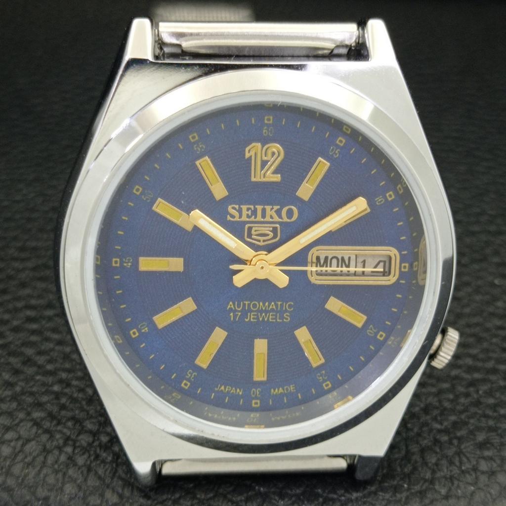REFURBISHED VINTAGE SEIKO 5 AUTOMATIC JAPAN MENS BLUE COLOR DIAL WATCH A500161-2 R151a-a500161